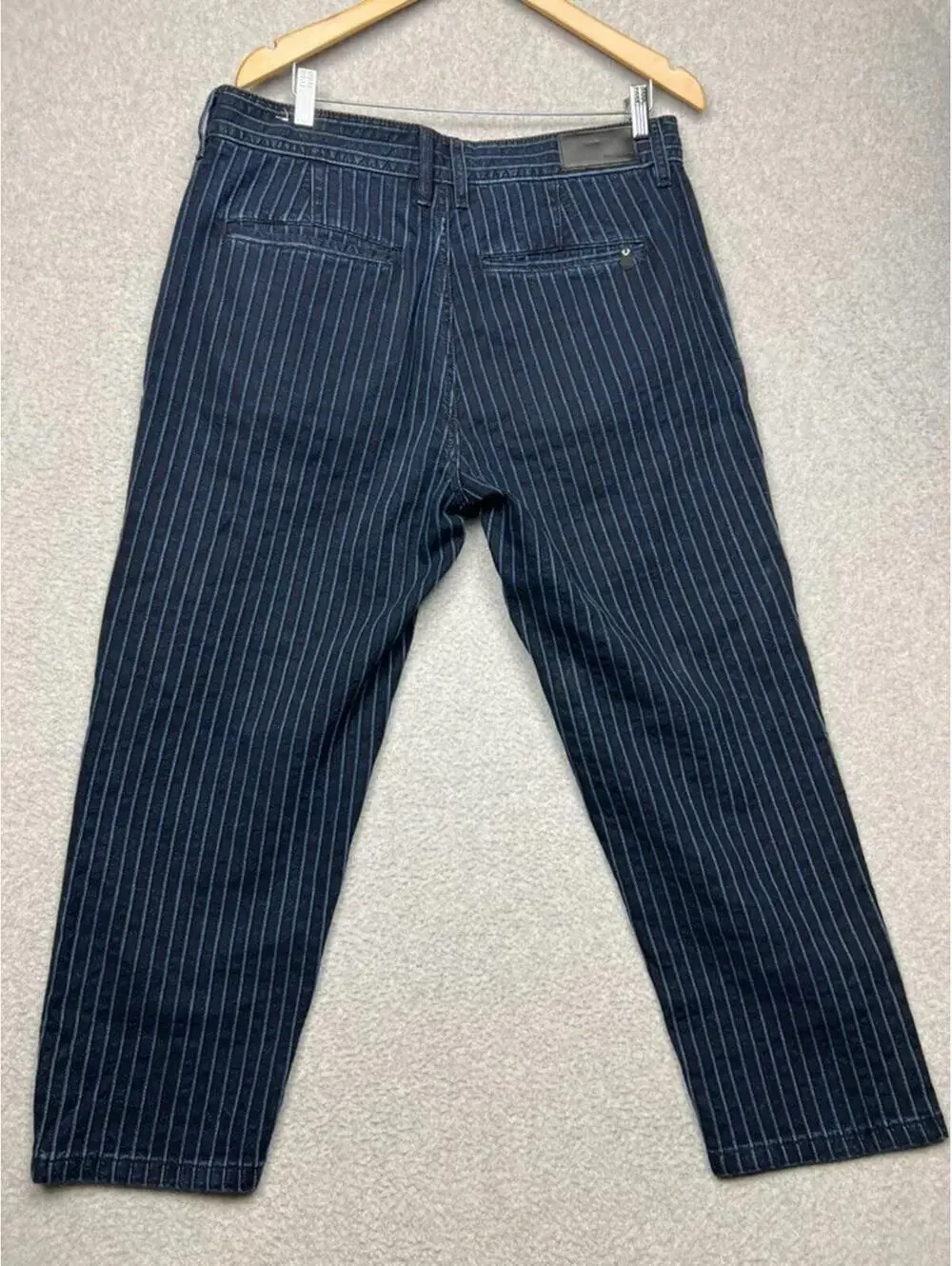 True Religion Devin PinStriped Cropped Jeans 34W Y2K Workwear Skater Retro